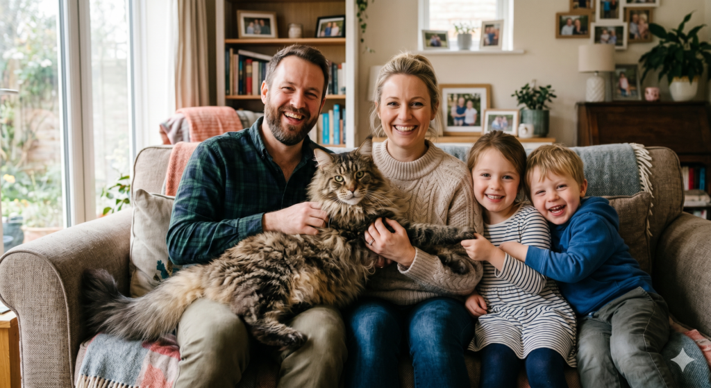 Family in Texas with a maine coon cat from Maine Coon Maniacs