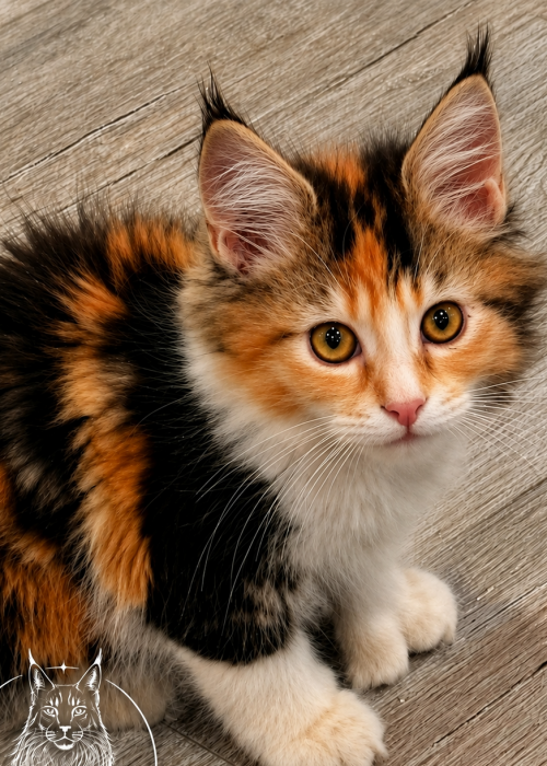Polydactyl calico Maine Coon